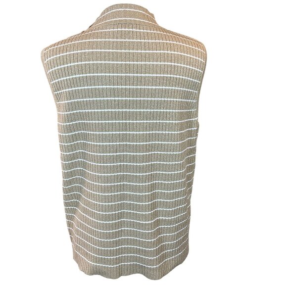 Talbots Sleeveless Ribbed Metallic Gold Stripe Sweater Button Accents XL - Picture 5 of 8